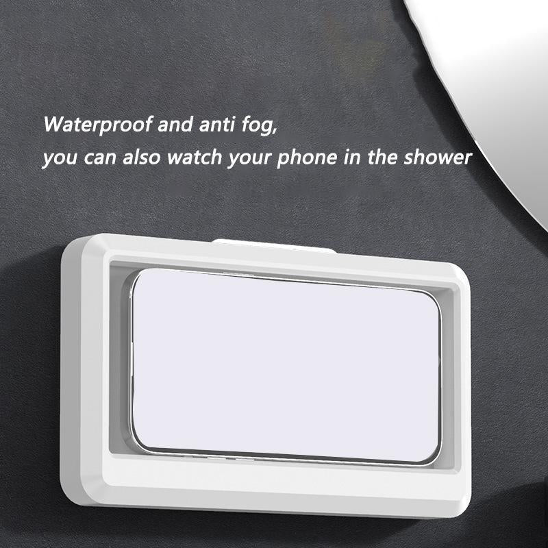 360° Rotating Bathroom Phone Case, Wall Mounted Shower Phone Holder, Waterproof Anti-Fog Phone Support Stand for Bathroom Toilet